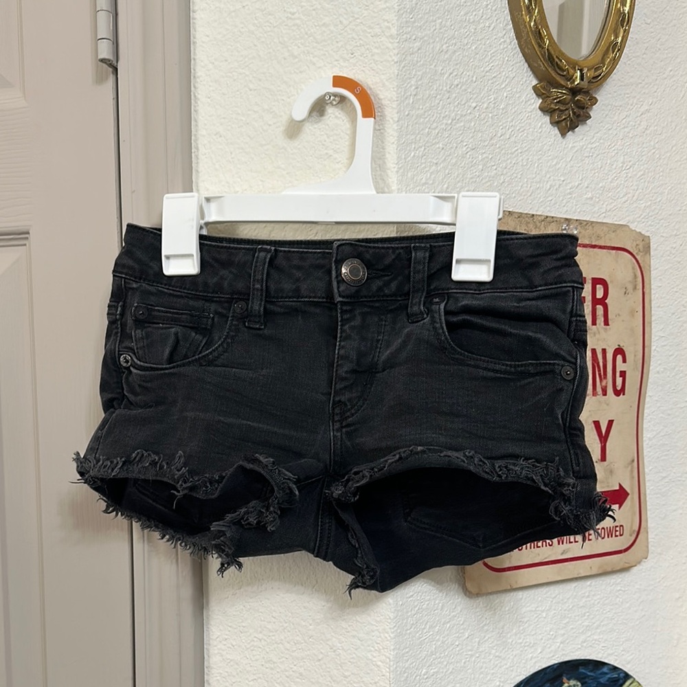 Women’s Distressed Black Denim Shorts